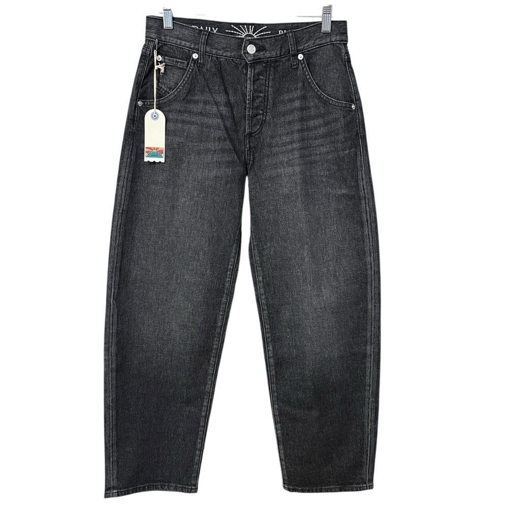 Daily Blue Mantra Barrel Leg Jeans Onyx Black 26 NWT Minimalist Boho Western